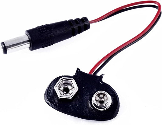 CABLEPELADO Arduino DC 9V Battery Adapter Cable | 9V Battery Pressure Power Cable | T Type Connector | 5.5x2.1mm DC Connector | Suitable for Arduino Uno R3 | 15cm