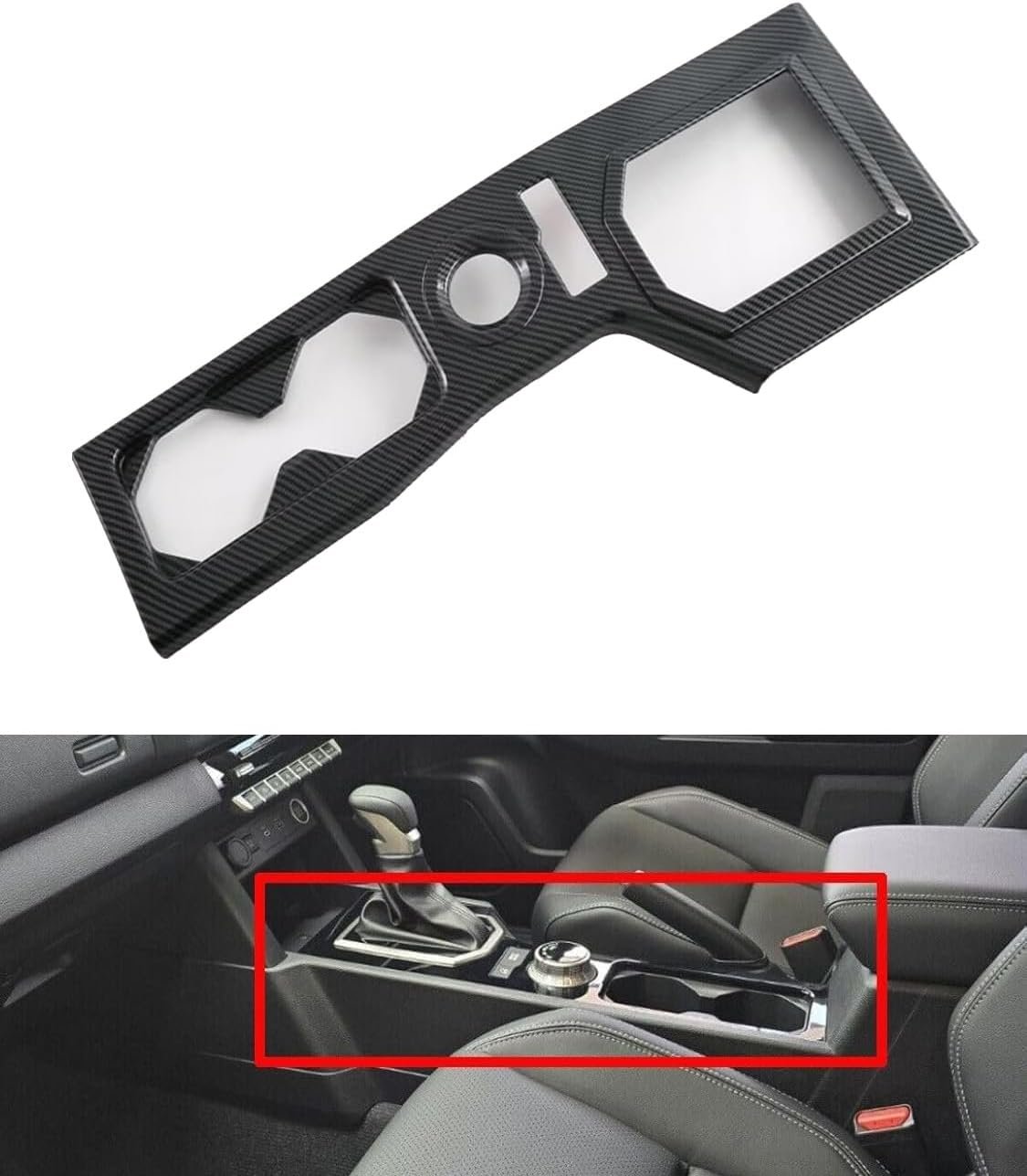 Carbon Fiber Style Gear Shift Panel Cover Fit for Mitsubishi Triton 2024 2025 Interior Accessories