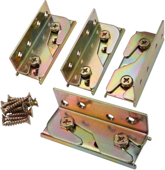 KASUNEN Bed Rail Brackets - Bed Rail Fittings - Heavy Duty Non-Mortise - Set of 4 (Screws Included)