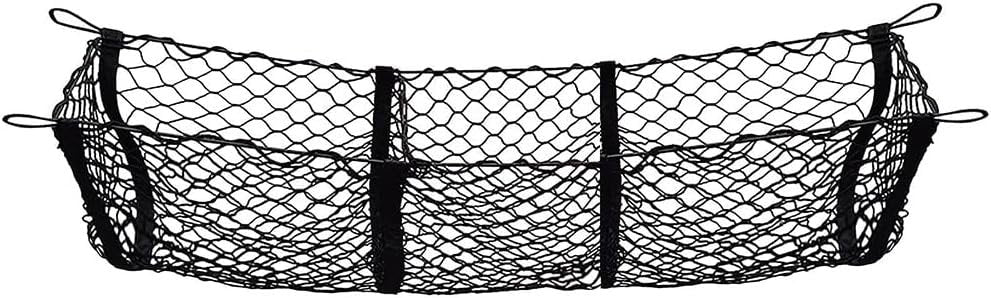 Three Pocket Mesh Storage Net, Mesh Trunk Cargo Net Storage Organizer, Heavy Duty Black Mesh 3 Pocket Trunk Cargo Organizer for Car, Van, SUV Pickup Truck Bed