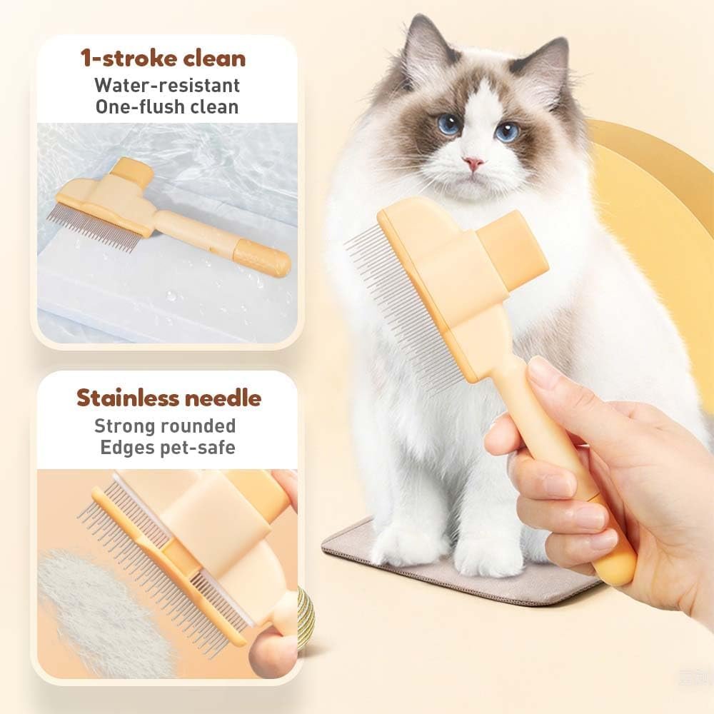 Self-Cleaning Pet Flea Comb Grooming Brush, Cat Dog Brush for Massaging and Cleaning Shedding Pet Hair, Pet Grooming Brush for Short& Long Hair, Pet Flea Comb forr Cats & Dogs (Green)