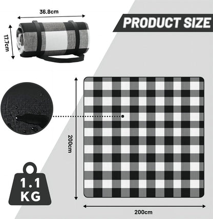 DAWNTREES Extra Large 200x200cm Picnic Mat Waterproof, Portable Picnic Mat, Sandproof Beach Mat, Suitable for Family Outdoor Camping Party, Park Mat for Grass Park, Hiking, Travel, Concerts
