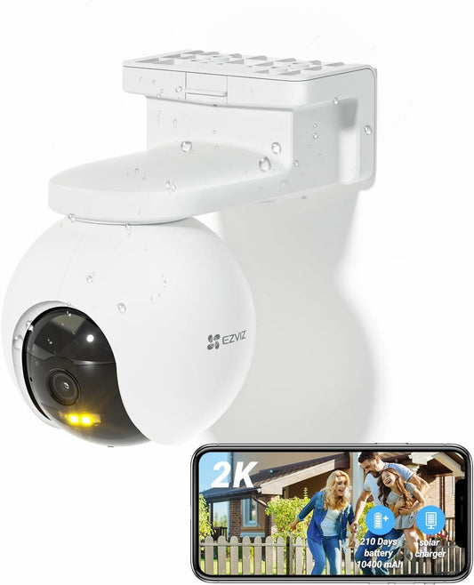 EZVIZ 2K Outdoor Security Camera Wireless, Solar Security Camera, 360 PT WiFi Camera, 210 Days Battery Life, 15M Color Night Vision, 2-Way Talk, AI Human Detection, Waterproof (CB8 3MP)