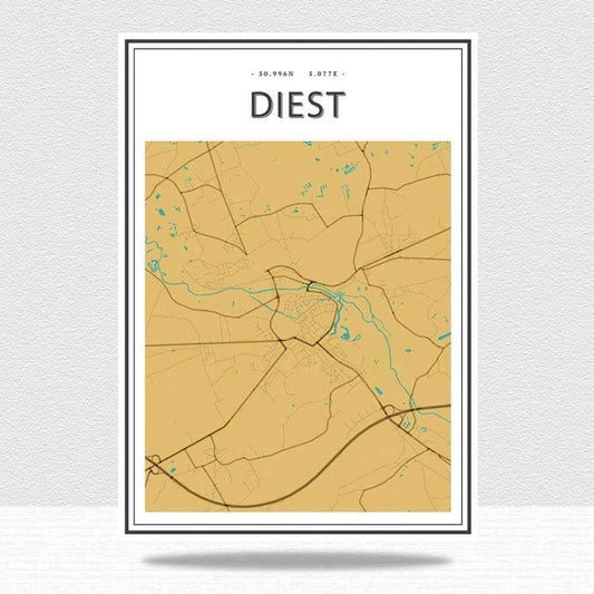 Stampa Su Tela Mappa Della Città Dipinti Su Tela Poster Vintage Stampe D'Arte Oggettistica Per La Casa Regali Natalizi Adatti A Tutte Le Decorazioni Murali, Come Mostrato, 15X20 Cm Senza Cornice