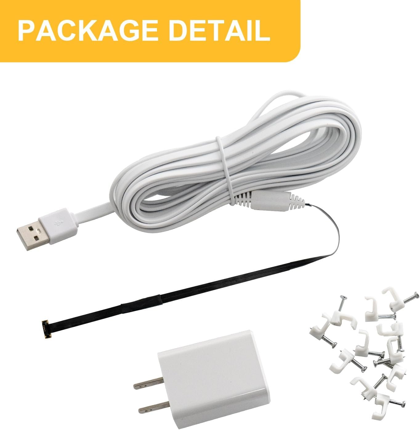 iTODOS 20ft/6m Power Cable and Adapter for myQ Smart Garage Door Video Keypad, Weatherproof Outdoor Flat Charging Cable Continuously Charging Your Video Keypad