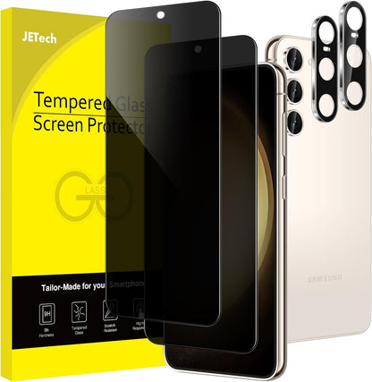 JETech Privacy Screen Protector for Samsung Galaxy S23 5G 6.1-Inch with Camera Lens Protector, Anti-Spy Tempered Glass Film, Fingerprint ID Compatible, 2-Pack Each