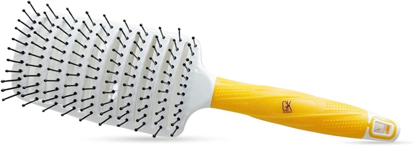 GK HAIR VENT-BRUSH-2.5 inch for Blow Drying Boar Bristle Styling | Ceramic-Coated Large Barrel Comfortable Grip for Straightening, Curling and Volumizing Unisex.