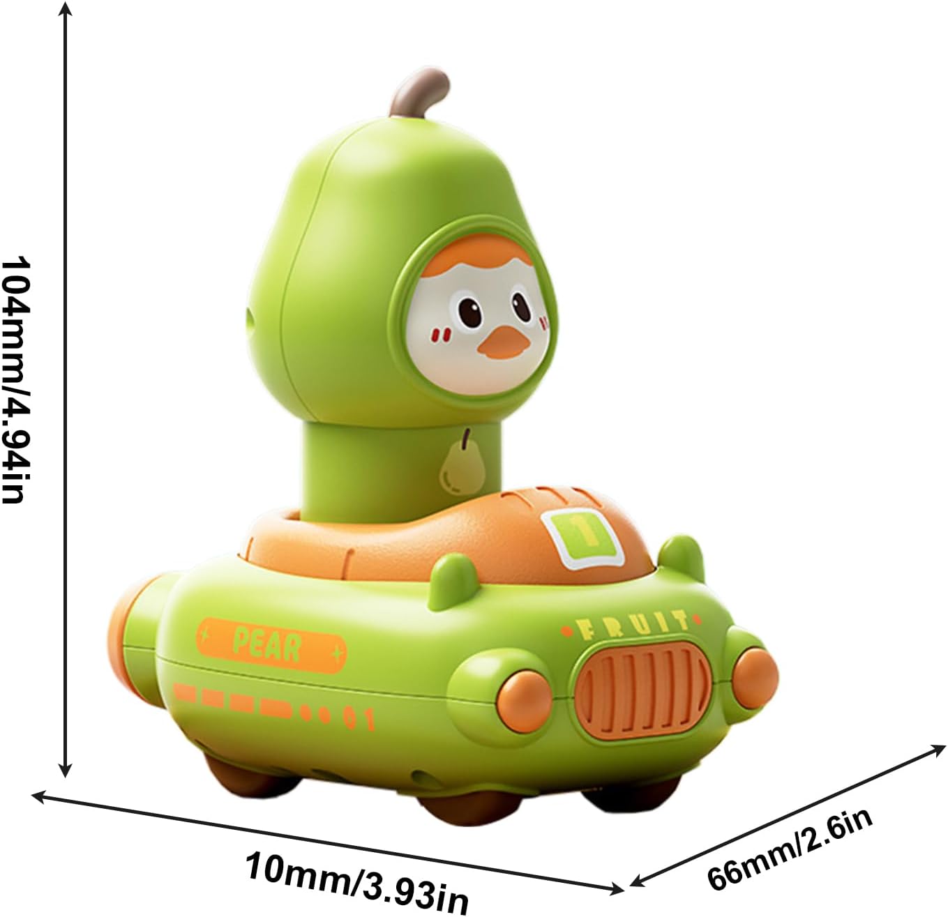 Push Car Toy for Baby | Cartoon Fruit Themed Press-Activated Car Toy | Interactive Cognitive Play Vehicle Set with 360-Degree Rotating Head | Educational Game for Babies, Perfect for Easter Basket