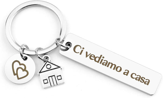 QONCV New Home Gifts Original Keychain Gift for New House Opening for Wife Husband Ideas, silver
