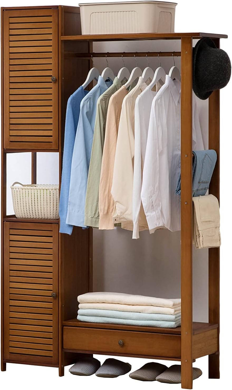 Generico Appendiabiti Moderno ed Elegante - Contenitore per Abiti Indipendente per Camera da Letto, Ingresso e Ufficio - Mobile in Legno per Cappelli, Scarpe e ombrelli - Design salvaspazio