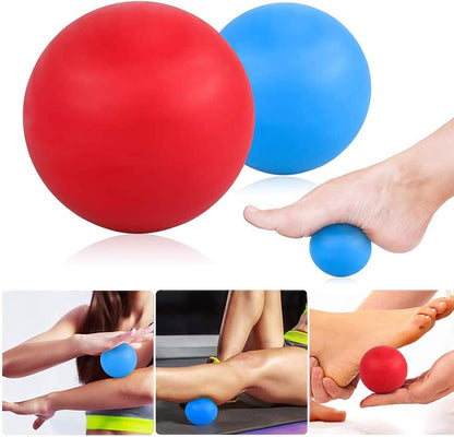 ProChosen 2 Pack Massage Lacrosse Balls for Sore Muscles, Shoulders, Neck, Back, Foot, Body, Deep Tissue, Trigger Point, Muscle Knots, Yoga and Myofascial Release (Blue Red)