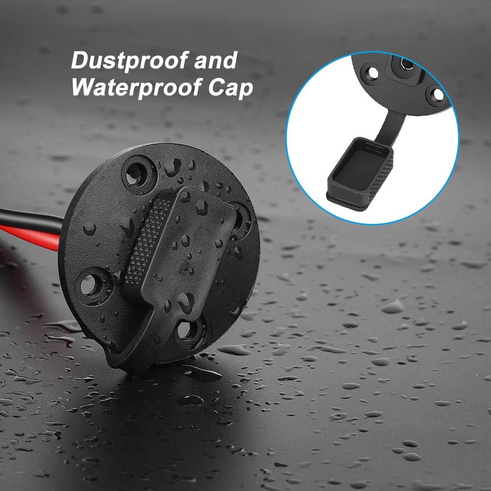 Electop SAE Power Socket Sidewall Port, Weatherproof SAE Quick Connect Solar Panel Mount Universal Flush-Mountable Connector, 12AWG SAE Cable with 8 Screws for Solar Generator Battery Charger (2 Pack)