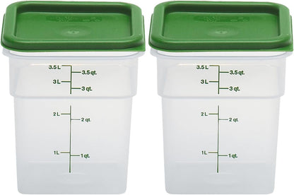 Cambro 4SFSPP190 4 Qt. Translucent Container with SFC2452 Kelly Green Lid, 4Quart, pack of 2