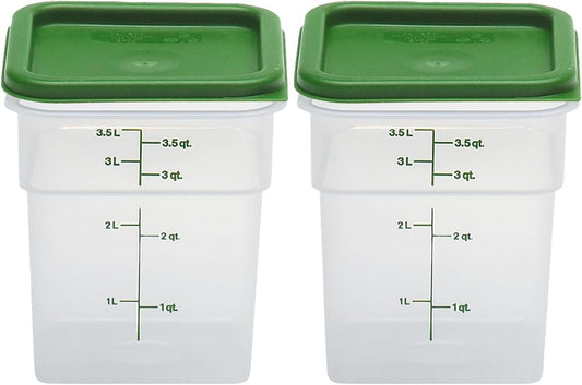 Cambro 4SFSPP190 4 Qt. Translucent Container with SFC2452 Kelly Green Lid, 4Quart, pack of 2