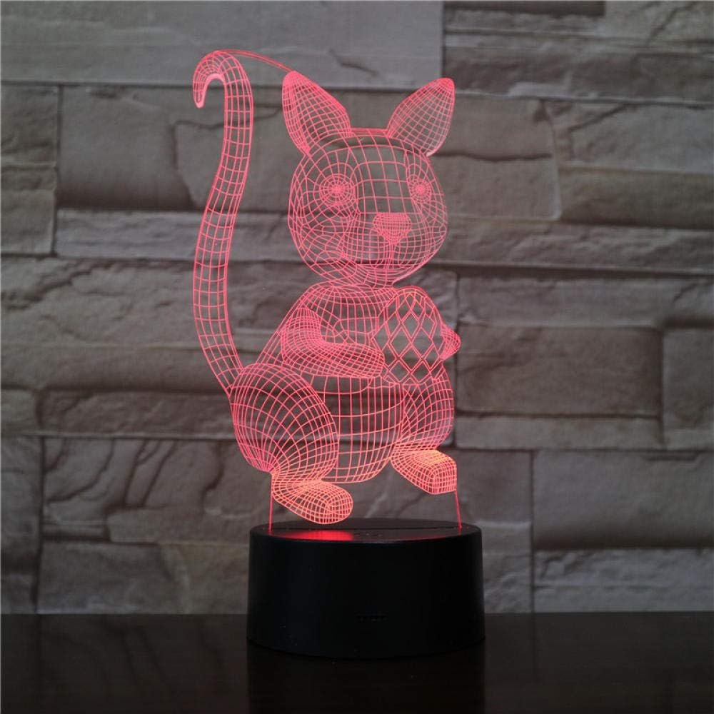 ZGSBT Lampada illusione 3D Luce notturna a LED Cat Animal Cambiare atmosfera Lampada 7 colori Usb Lampada da tavolo per la decorazione del partito Oggettistica per la casa per Regalo di compleanno