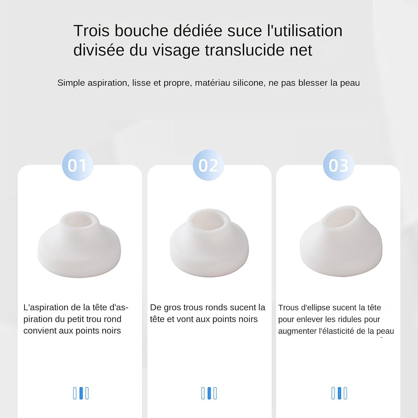 Pore Cleansing Device, Facial Pore Cleaner, 5 Pore Vacuum, Adjustable Pore Cleaner, 3 Suction Heads Cleaner, Portable Rechargeable Pore Cleaner for Face Deep Cleansing/ 18 x 3 x 3.5 cm