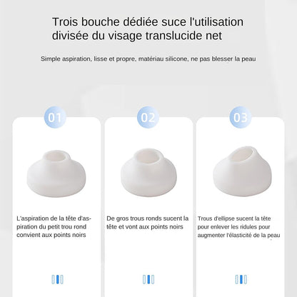 Pore Cleansing Device, Facial Pore Cleaner, 5 Pore Vacuum, Adjustable Pore Cleaner, 3 Suction Heads Cleaner, Portable Rechargeable Pore Cleaner for Face Deep Cleansing/ 18 x 3 x 3.5 cm