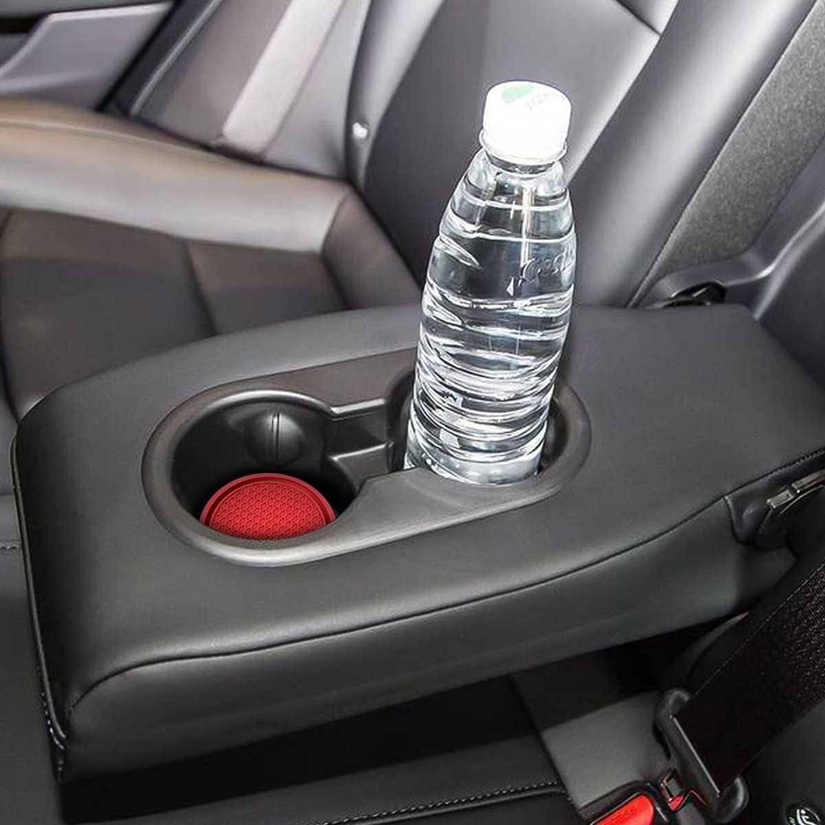 Car Cup Holder Coaster, 4 Pack 2.75 Inch Diameter Non-Slip Universal Insert Coaster, Durable, Suitable for Most Car Interior, Car Accessory for Women and Men (red)