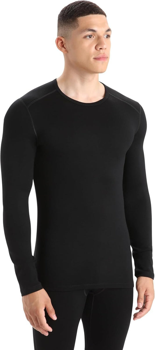 Icebreaker mens Tech Heavyweight Base Layer Long Sleeve Crew Neck Shirt, Merino Wool