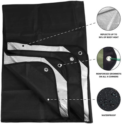 Arcturus Heavy Duty Survival Blanket – Insulated Thermal Reflective Tarp - 152 x 208cm. All-Weather, Reusable Emergency Blanket for Car or Camping (Black)