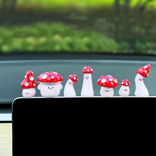 Cute Mushroom Car Ornaments for Dashboard, Funny Rear View Mirror Accessories Car Center Screen Decor, Car Dashboard Decor Little Mushroom Car Accessories Interior for Women/Men