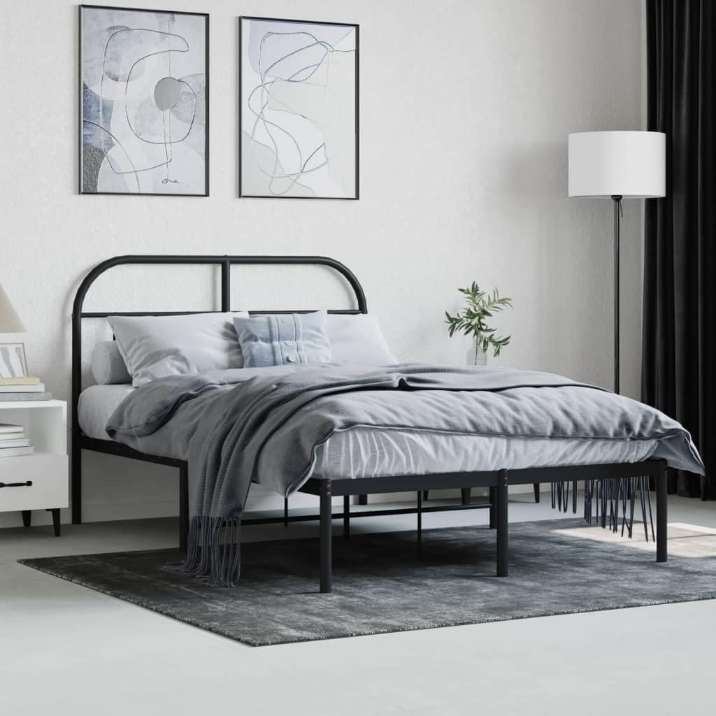 JUNZAI Giroletto con Testiera in Metallo Nero 120x200 cm,Mobili,Letti e Accessori,Letti e telai per Letti