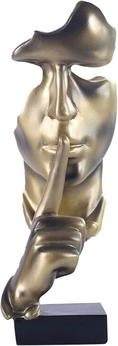 aboxoo Thinker Statue, Silence is Gold Abstract Art Figurine, Modern Home Resin Sculptures Decorative Objects Piano Desktop Decor for Creative Room Home, Office Study (Gold)