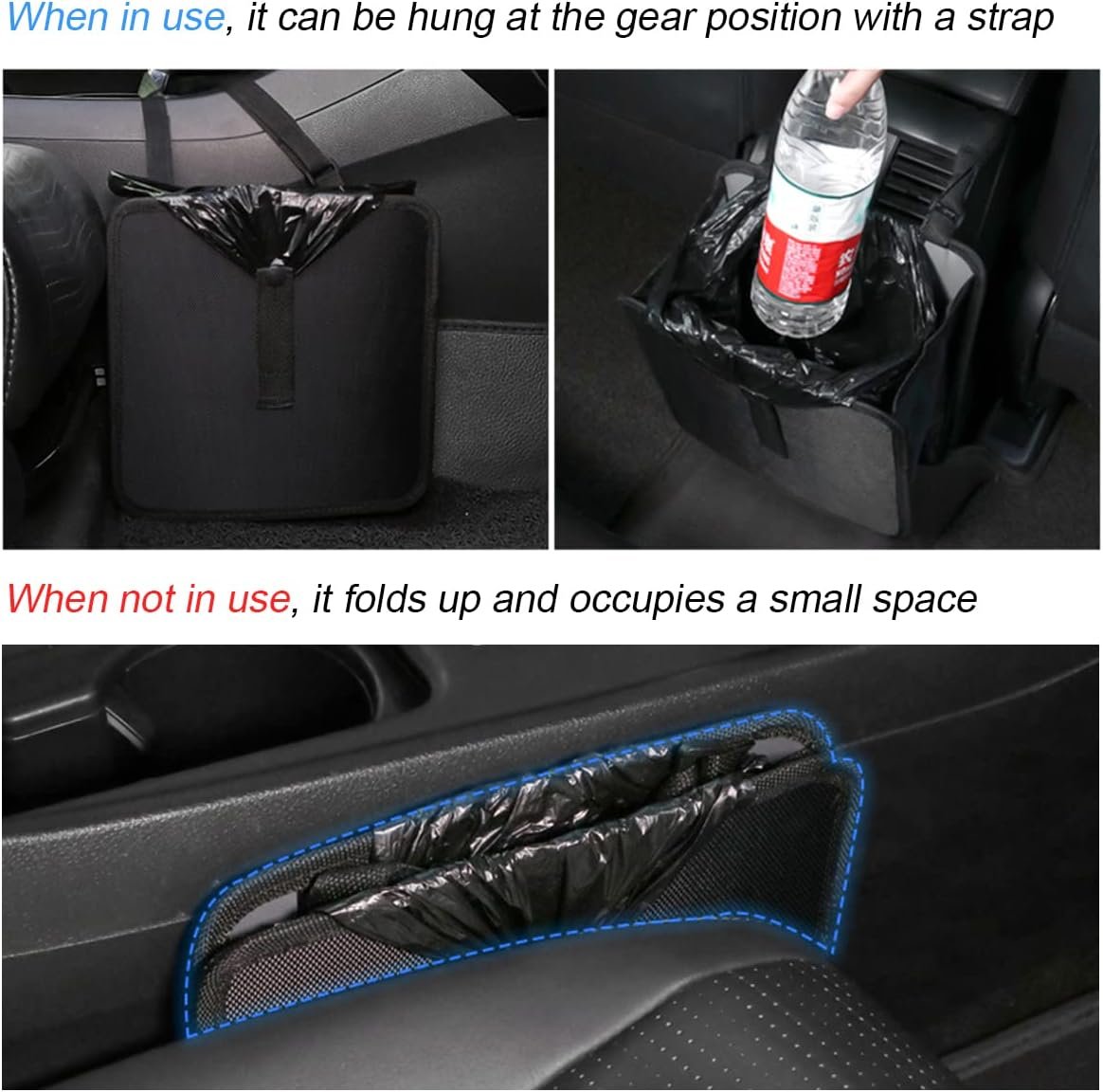 Foldable Trash Can, Hanging Waterproof Leakproof Storage Bag for Car With Large Capacity, Interior Accessories (Small)
