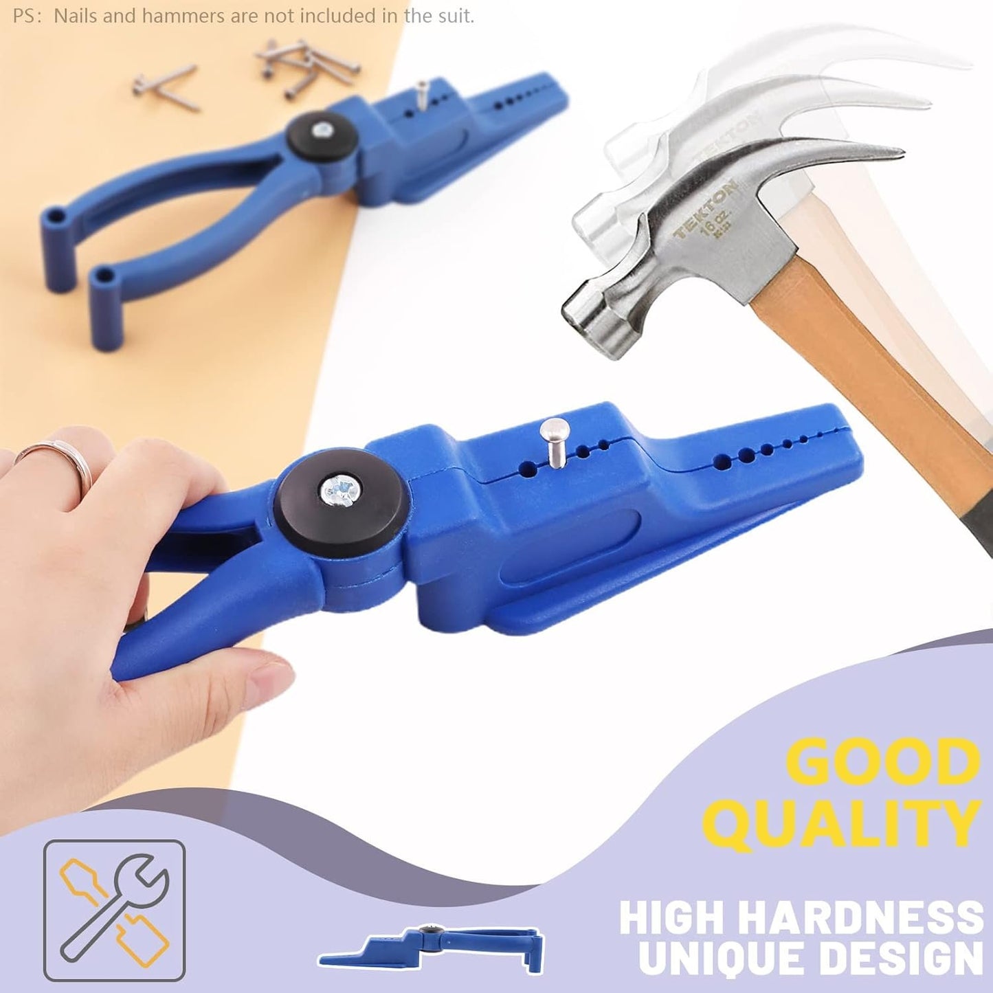 Swpeet Plastic Tamper Finger Joint Pliers, Safety Plastic Pliers Secure Nails Anti-smashing finger Joint Pliers for Hammering Nails More Safety