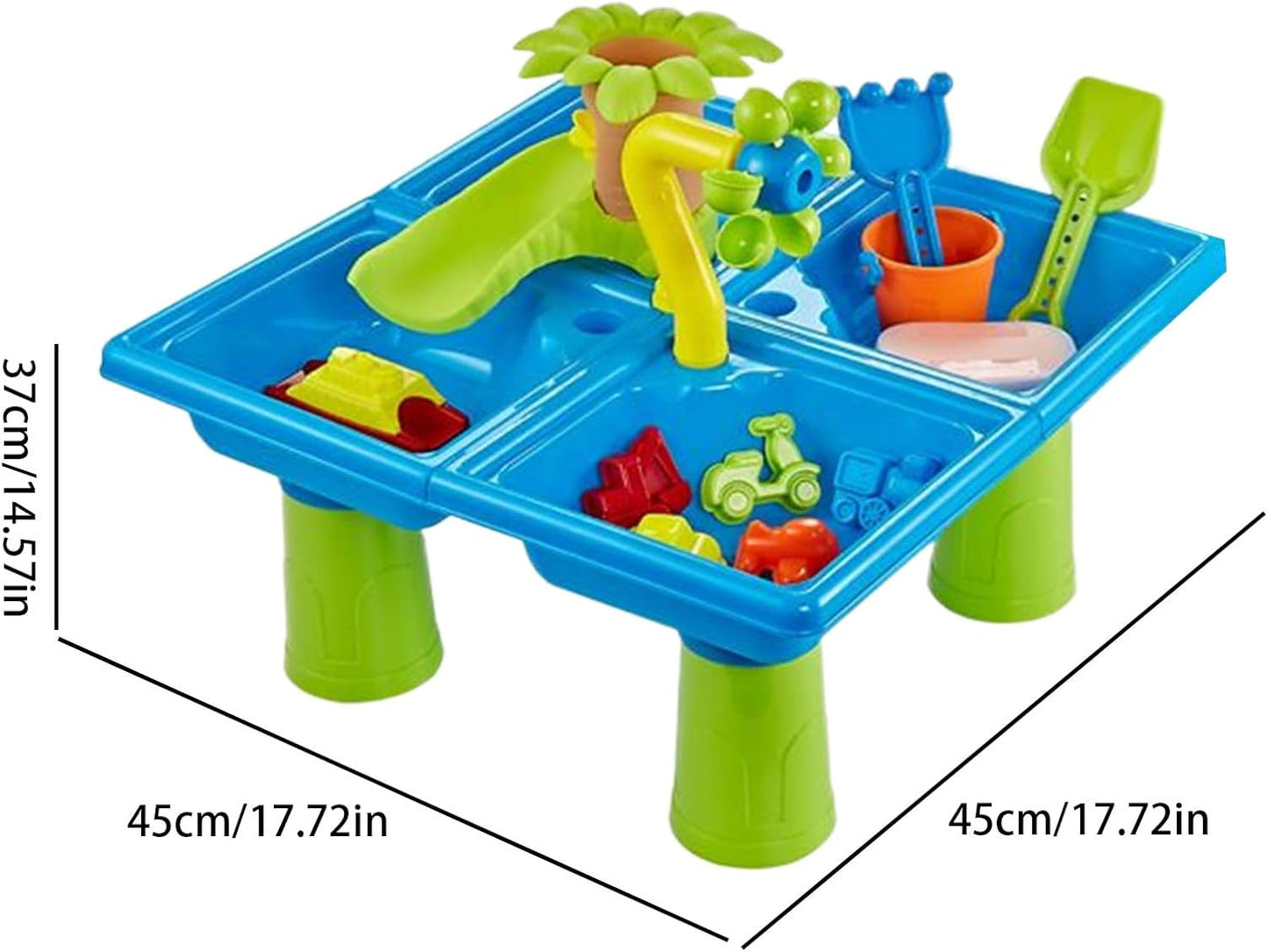 Sand And Water Table, Educational Sensory Playset, 17.72x17.72in Beach Toys Boys Girls, Bath Game Accessories, Fun Backyard Indoor Garden Toy for Learning Creative Play
