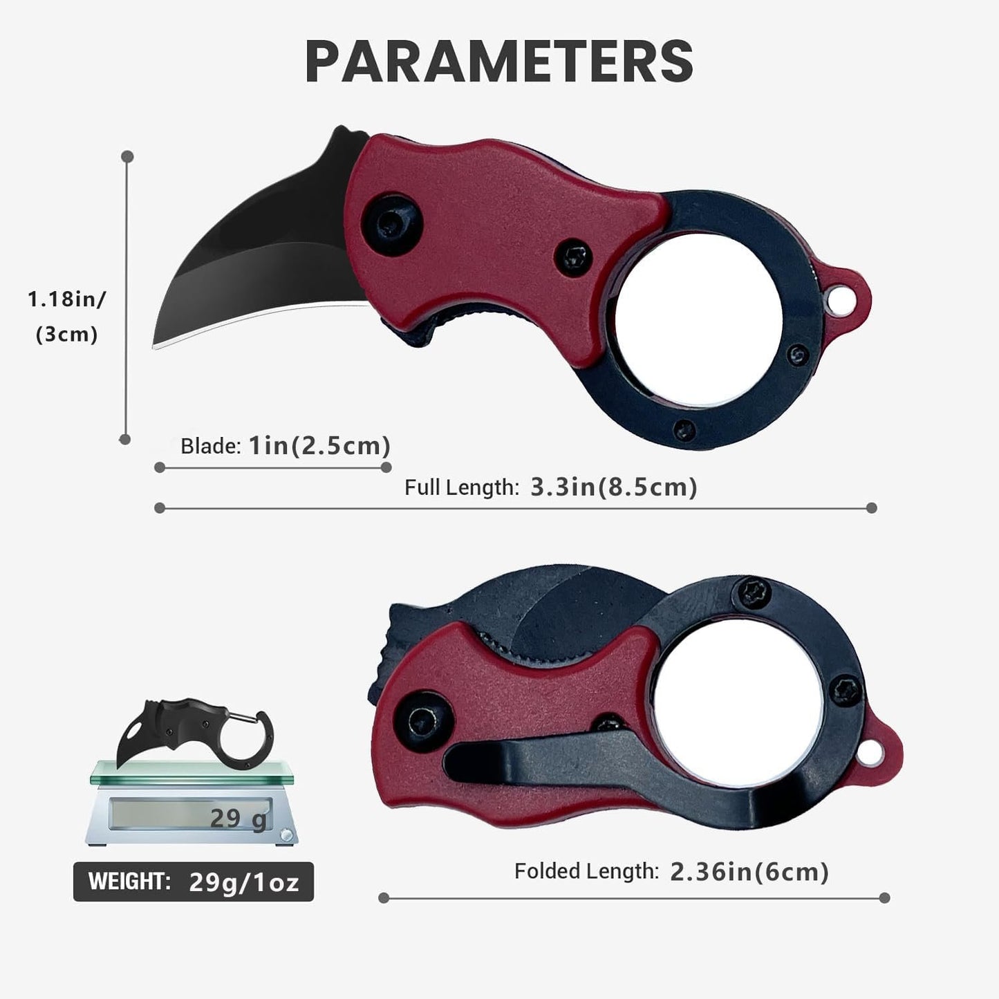 Mini Pocket Knife, Small Box Cutter and Safety Utility Knife with1.34inch Stainless Steel Blade, Portable Multitool Folding EDC Gadgets For Family, Ideal Every Day Carry, Red