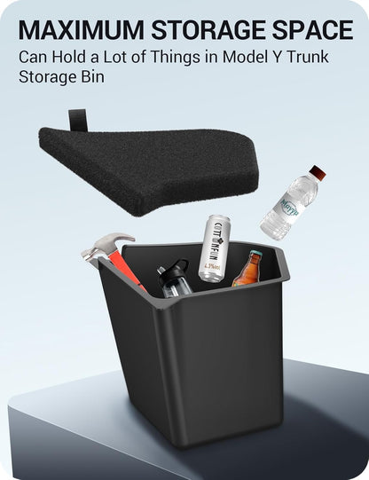 BASENOR 2022-2025 Tesla Model Y Trunk Organizer Waterproof Rear Trunk Storage Bins Side Box with Carpeted Lip Interior Accessories Set of 2 for Model Y 5-Seater