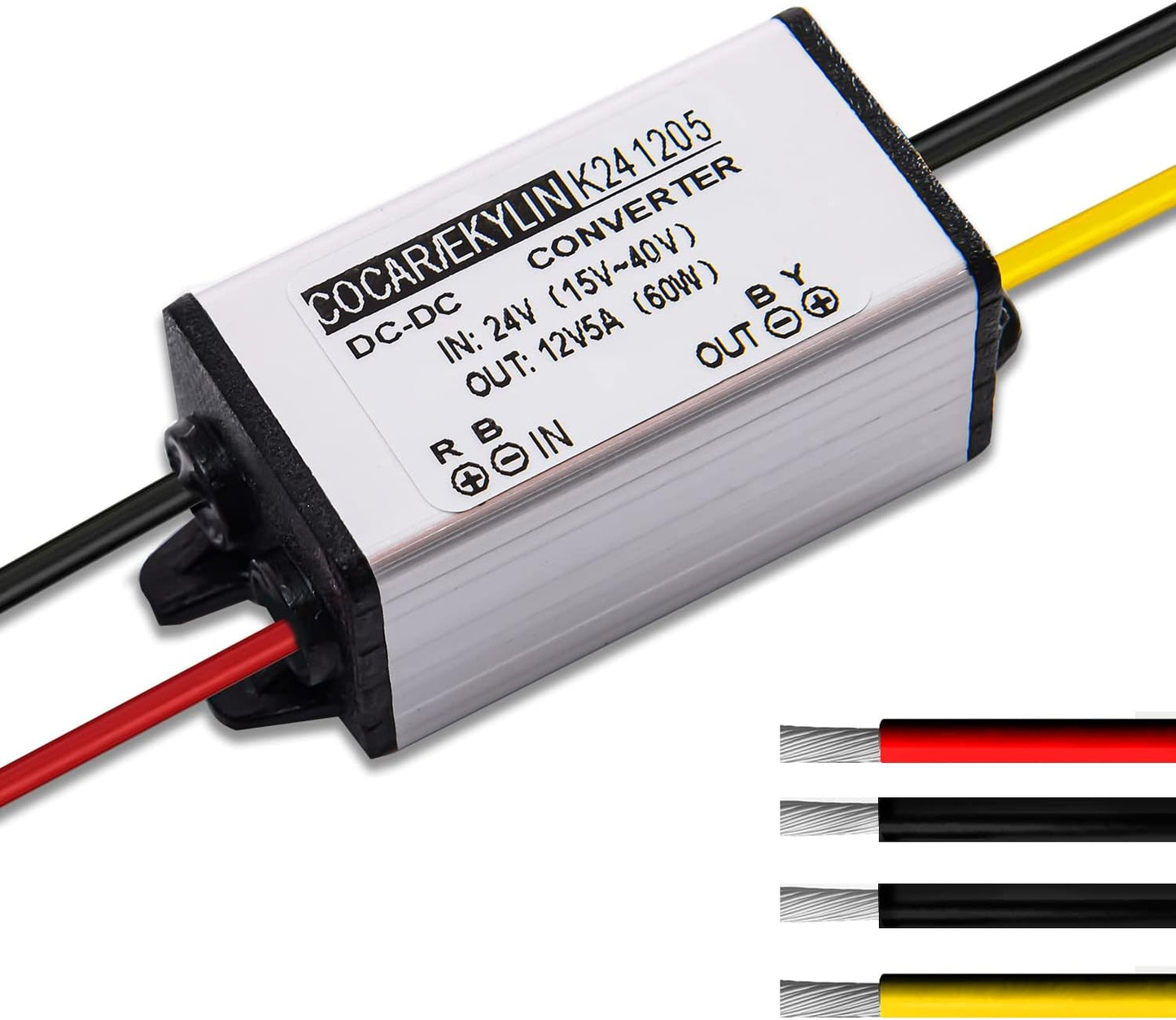 DC 24V to 12V Converter, Cocar Step-Down 5A 60W Transformer Converter Adapter Power Supply Regulator for Heavy Duty Car Truck Vehicle Solar System, etc. (Accepts DC15-40V Inputs)