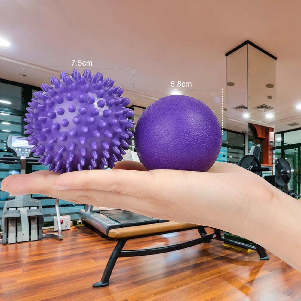 URAQT Massage Balls, 2 Pieces Lacrosse Ball Massage Ball Muscle Massage Ball for Self-Massage, Massage Balls Set of Massage Balls for Muscle Recovery (Purple)
