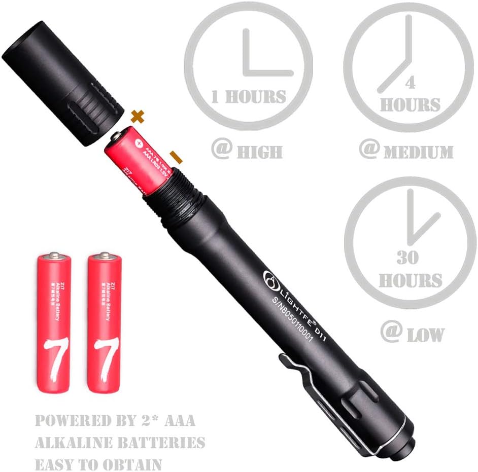 LIGHTFE Tactical Flashlight Pen Light with LED Source 3 Modes IPX-6 Waterproof Rate Pocket Size for Doctors and Nurses, Emergency Light, Dog Walking (D11)