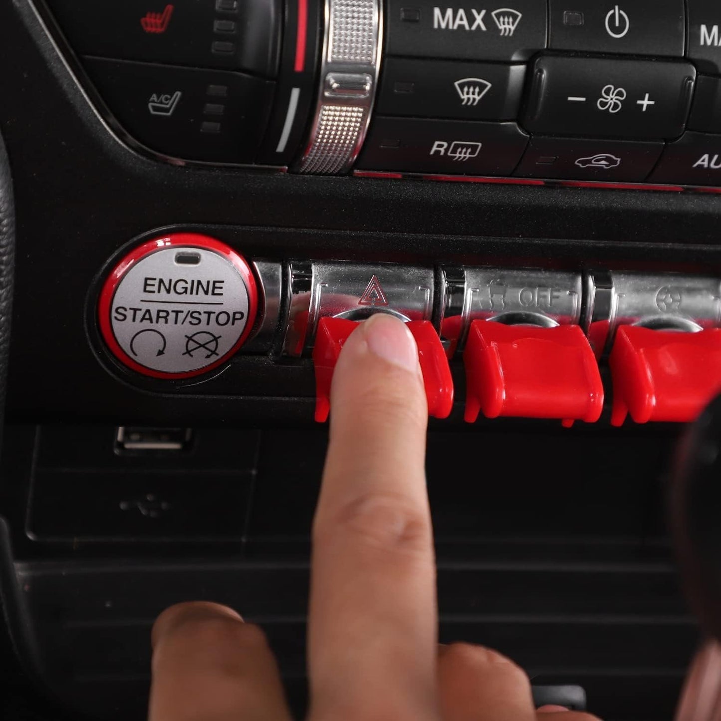 Center Console Dashboard Button Switch Cover Trim Compatible with Ford Mustang 2015-2020 Interior Accessories (Red)