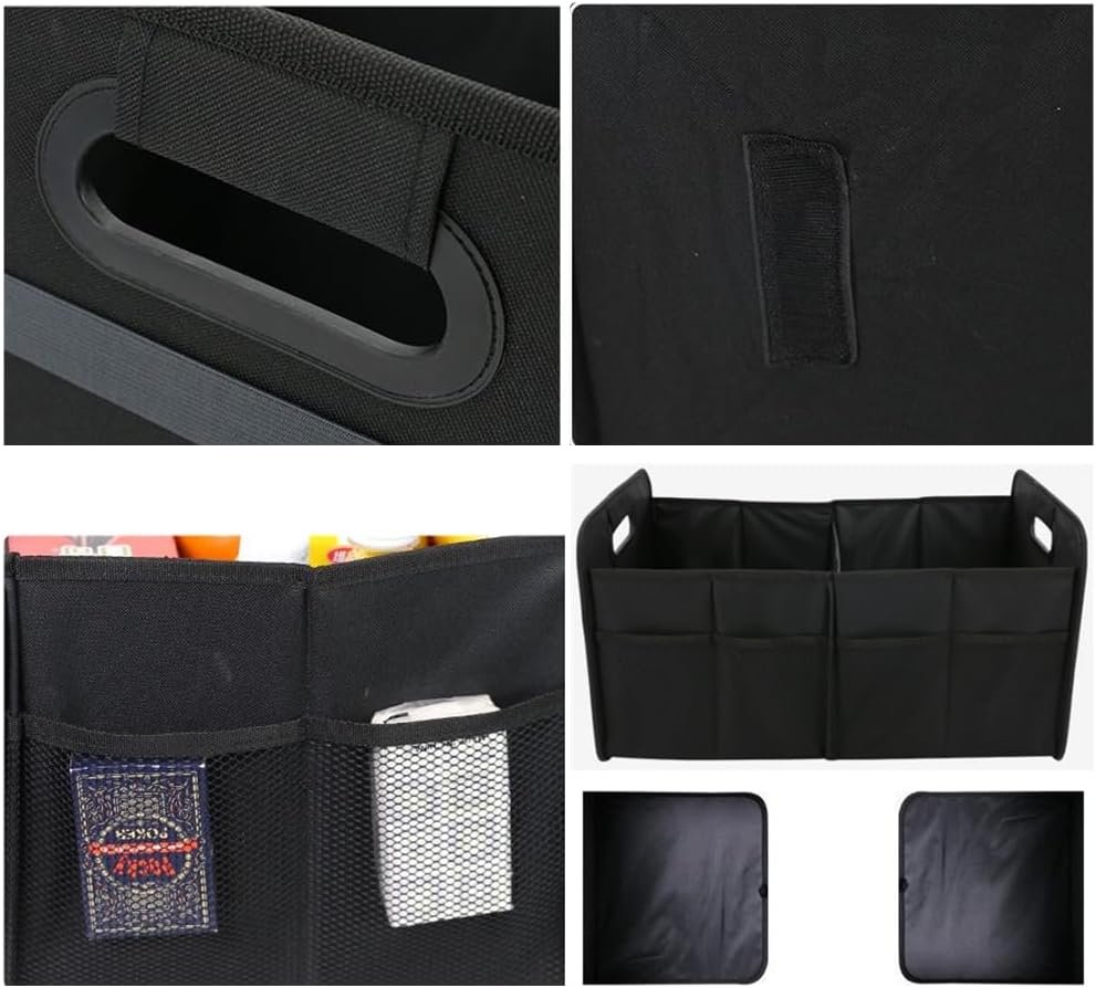 Car Trunk Organizer, Granmagazz 2 Compartments Collapsible Trunk Storage, Foldable Car Trunk Organizer Cargo Storage, Anti-slip Design, Suitable for SUV, Truck, Minivan, Standard Size, Black