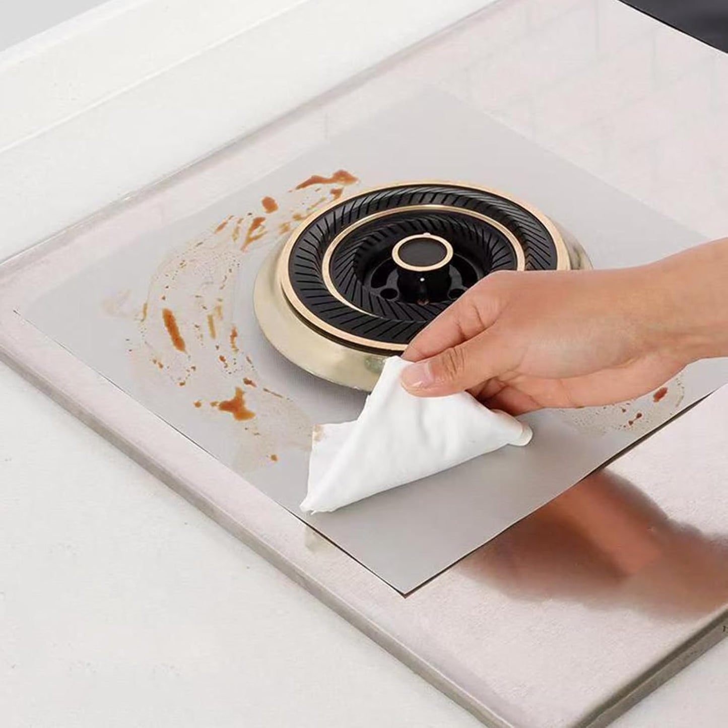 Stove Top Covers Burners, 4x Burner Protector, Heat Resistant Reusable Anti Oil Cleaning Pads, Essential Kitchen Gadget 10.63x10.63 Inches for Cooking in Rvs, Restaurants