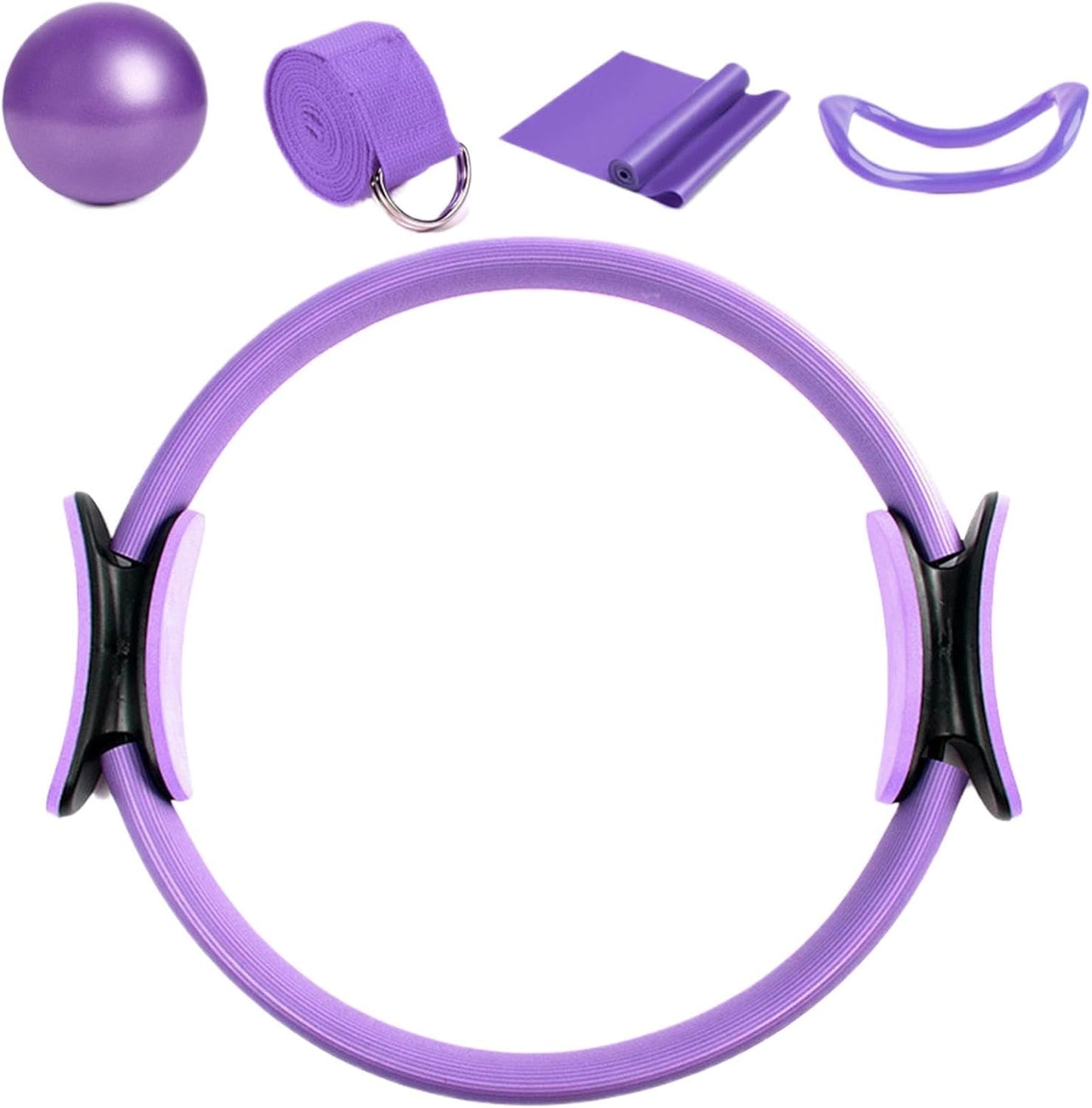 Pilates Ring and Ball Set - Pilates Ring Yoga Ball Resistance Bands,5X Workout Equipment, Home Gym Accessories, Stretching Belt Yoga Bands for Women