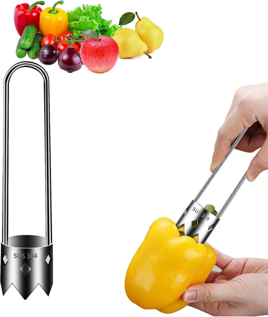 Aerbee Fruit and Vegetable Corer Tool - Premium Stainless Steel Apple Core Remover, Pepper Seed Remover - Universal Kitchen Gadget