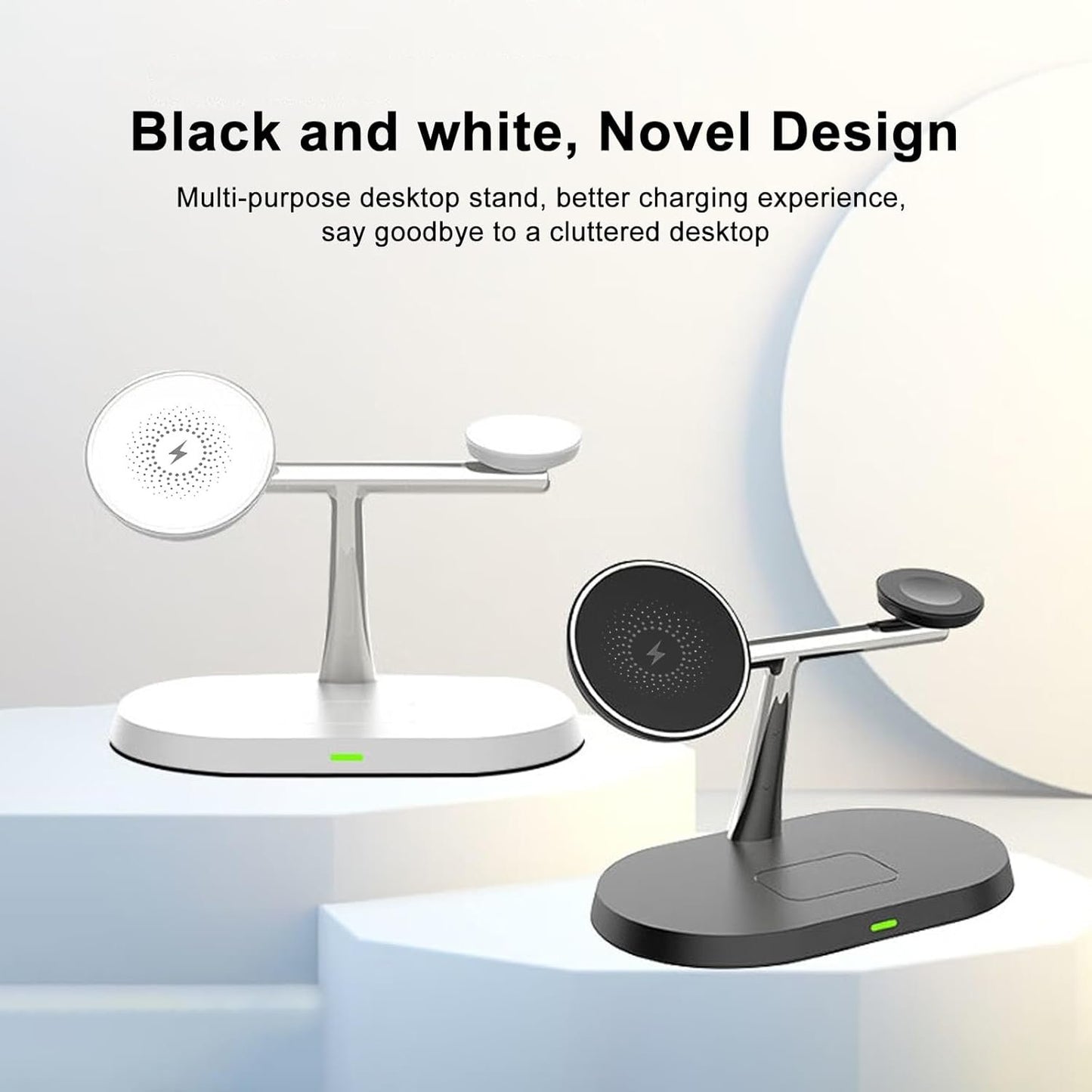 BUCKKO 3 in 1 Wireless Charging Station Compatible with Magsafe Qi | iPhone | iWatch |Airpod Charging Station| Fashion Desktop Devices Reliable Voltage Support 3X+ Devices (White W/O Night Light)