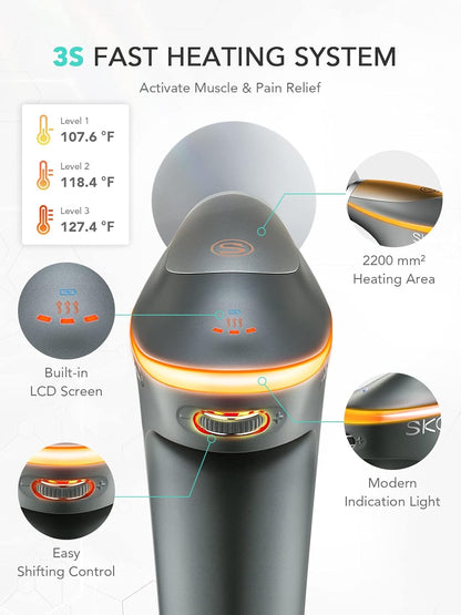 Massage Gun with Heat Professional Percussion Massage Gun Deep Tissue Handheld Muscle Massager for Athletes, Portable Massager for Post-Workout Pain Relief SKG F7