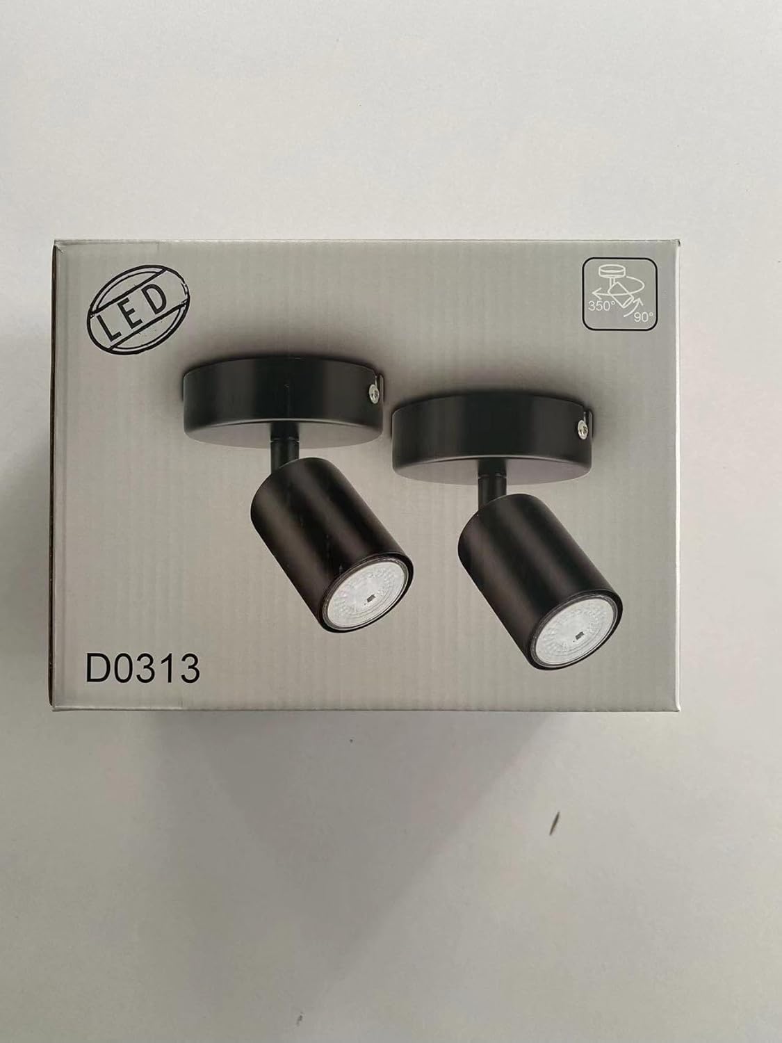 TaFiCo GU10 Ceiling Spotlight LED 2 x 1 Bulb - Ceiling Light Spotlight Black Swivelling - Wall Spot Indoor for Kitchen Living Room Bedroom Hallway (Bulb Not Included)