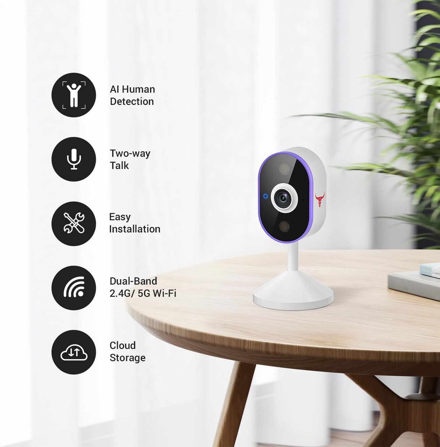 Security Cameras Wireless Outdoor, Indoor Home Camera with 2-Way Audio, Smart AI Human Detection, Color Night Vision, Cloud Storage, 2.4G WiFi