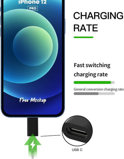 3Pack,USB-C Female to Lightning Male Adapter,Lightning to USB C Adapter,Type C Cable Charger Adaptor for Apple iPhone 12 11 Mini PRO MAX XS XR X SE2 7 8Plus Ipad AIR Airpods USBC Charging Converter