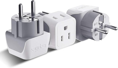 Ceptics Canada to European (Schuko) Travel Adapter (Type E/F) - Dual Input - Ultra Compact - Charge your Cell Phone, Laptops, Tablets (CT-9, 3 Pack)