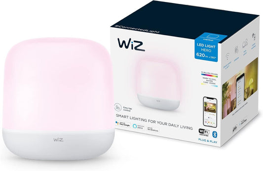 WiZ Hero Table Lamp - Portable- Smart- Full-Color Light - Connects to Your Existing Wi-Fi - Control with Touch- Voice or App - Works with Google Home- Alexa and Siri Shortcuts
