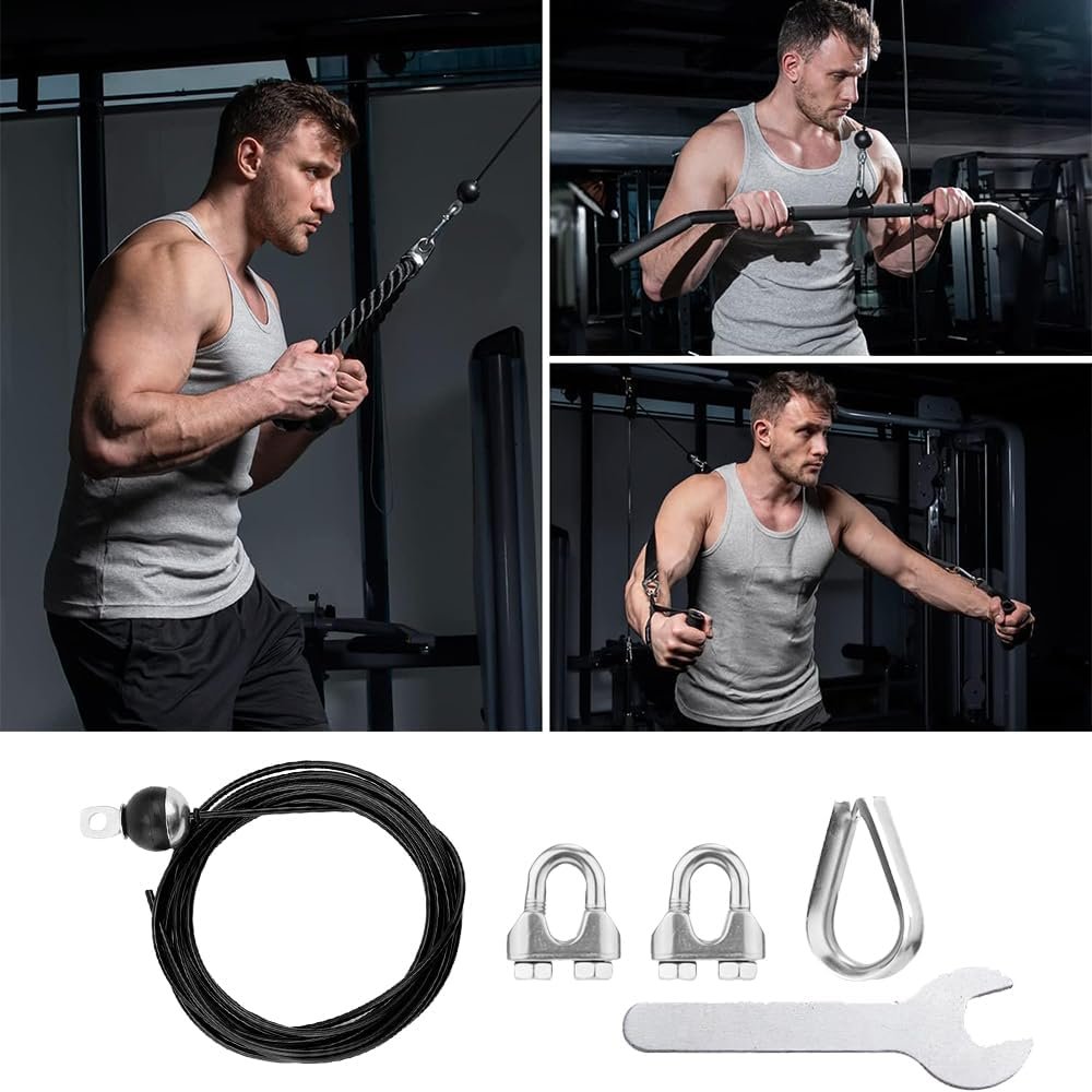 Fitness Pulley Cable 196 Inch,Adjustable Home Gym Cable Pulley System Replacement Fitness Cable for Pulley Machine Accessories It is Safe, Stable, and Long-Lasting