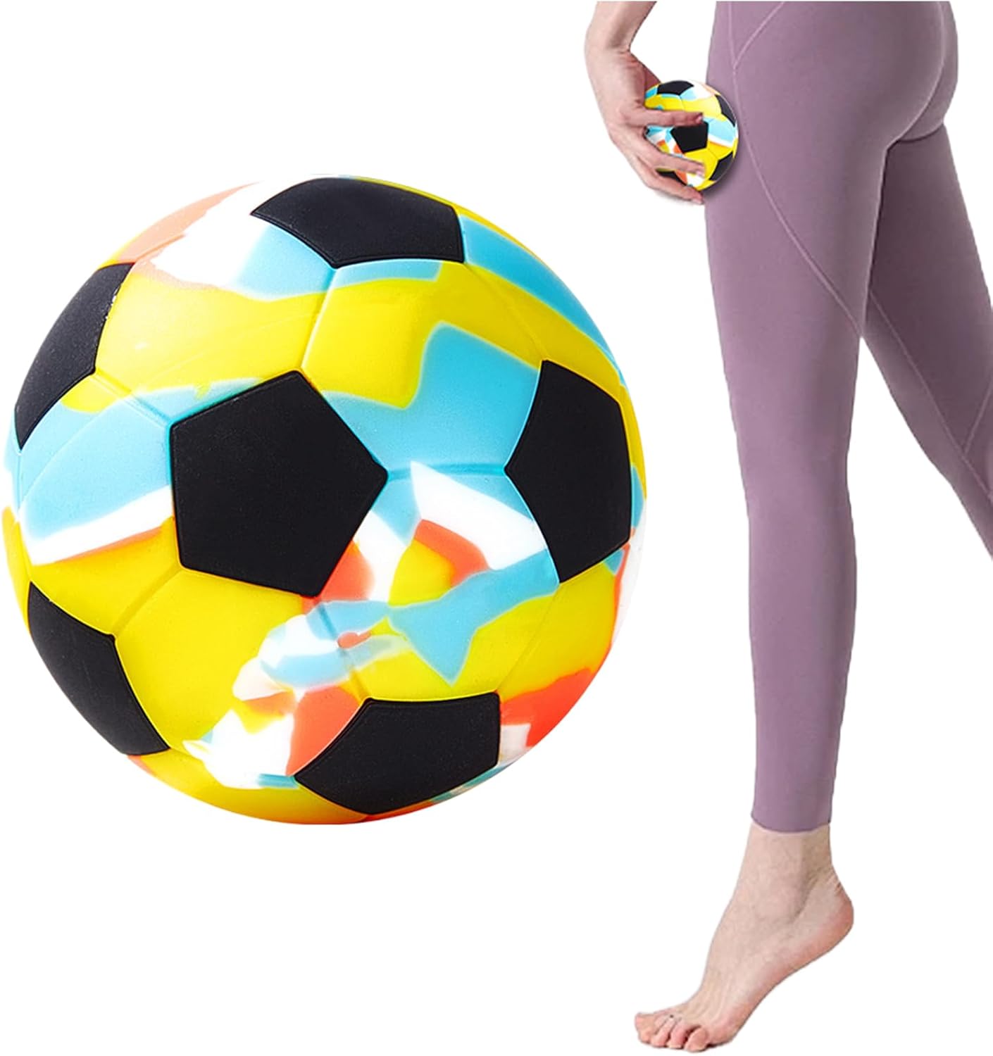 Palle Massaggianti | Forma Palla da Calcio per Massaggio Muscolare - Attrezzo Sportivo in Silicone, Elastici per Yoga, Palestra e Spostamenti, Adatta per Mani, Piedi e Schiena