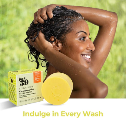 Natural Conditioner Bar for Thick Curly Hair, Shine Boosting, Scalp Soothing, Stimulates Hair Growth, Increased Softness and Manageability, Eco Friendly Products Made in Canada, Citrus Shine, 2oz